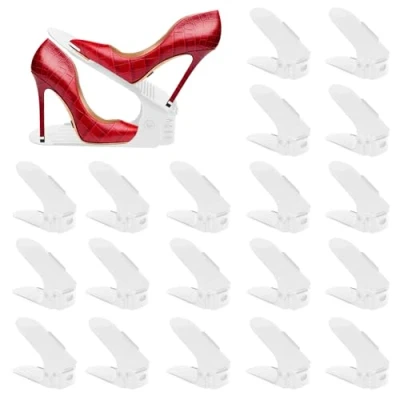 Image de XiYee Rangement Chaussure, Support à Chaussures Réglables, Reglable Gain de Place, Range Chaussure Antidérapant Rack Plastique (Blanc)