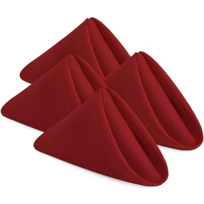 Image de KICHLY Serviettes en Tissu Lot de 24 Table réutilisables, Douces et Confortables idéales pour Les événements, Polyester (Rouge, 43x43 cm)