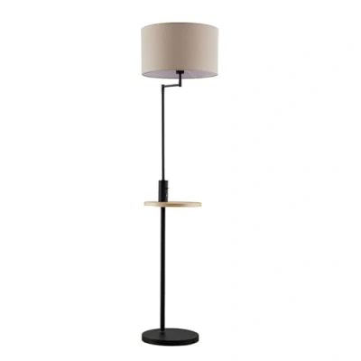 Image de Lindby Lampadaire Tissu Zinia avec une connexion USB (Moderne) en Noir Métal e. a. pour Salon &amp; Salle à manger (1 lampe,à E27), Sur Pied, Lampe a de Sol
