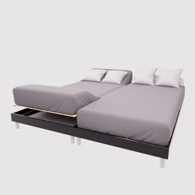 Image de Soleil d&#039;ocre, Drap Housse Têtes et pieds relevables en Coton 57 Fils 2x70x190 cm UNI Gris