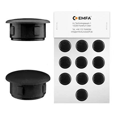 Image de Bouchon pour Trou de Fixation: diamètre 8 mm Noir (RAL 9005) 10 pièces Largeur tête 13 0,8 cm EMFA®