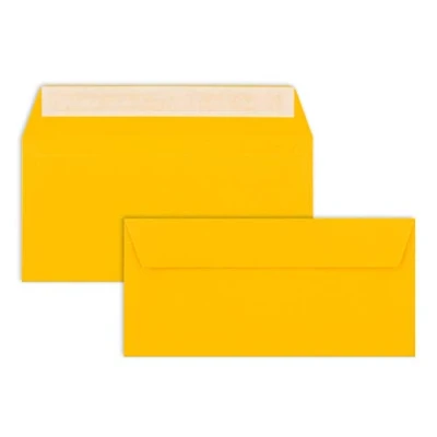 Image de Lot de 100 enveloppes à lettres DIN long Jaune miel 110 g/m² 11 x 22 cm Très indéformables Fermeture adhésive Marque qualité : FarbenFroh by GUSTAV NEUSER