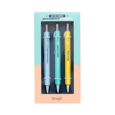 Image de Mr. Wonderful Set de 3 stylos pour vous inspirer et surpasser, Multicolore
