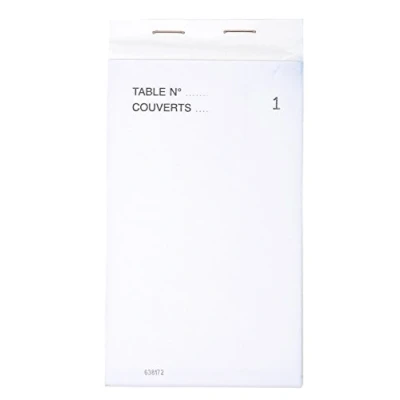 Image de Exacompta Réf. 96202E Paquet de 10 blocs Maître d&#039;Hôtel Carnet commande pour restaurants 50 feuillets blancs autocopiants en 3 exemplaires numérotés Format vertical 8 x 15 cm
