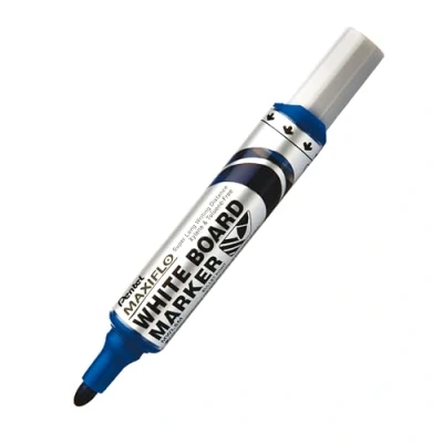 Image de Pentel Maxiflo Lot de 12 Marqueur effaçable à sec tableau blanc Pointe ogive large Encre liquide base alcool Bleue