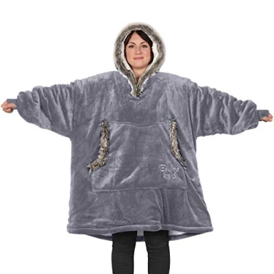 Image de Snug Rug Eskimo Sweat à Capuche Couverture surdimensionnée Super Douce et Chaude en Tissu Sherpa Polaire Taille Unique Unisexe (Gris Lilas)