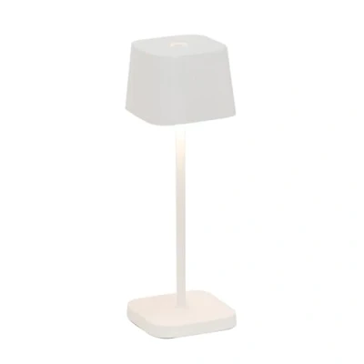 Image de Zafferano, Lampe Ofelia Micro, de Table Rechargeable sans Fil avec Contrôle Tactile, Convient pour Salon et Extérieur, Variateur, 2200 3000 K, Hauteur 20 cm, Couleur Blanche
