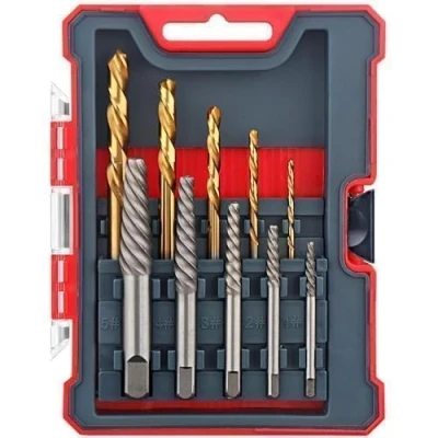 Image de Hi Spec Coffret Forets 10 Extracteurs de Vis Cassée, Endommagées et Goujons HSS en Titane Tailles 1 9mm à 5 13mm