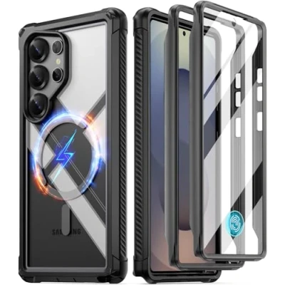 Image de POETIC Guardian MagPro Coque pour Galaxy S25 Ultra 5G [Test de chute 6 m] Protection d&#039;écran intégrée [Fonctionne avec identification d&#039;empreintes digitales] complète résistante aux chocs et