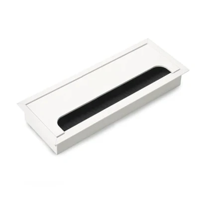 Image de Emuca Passe câbles de table, rectangulaire, 269x80mm, à encastrer, Aluminium, Peint en blanc