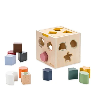 Image de hauck Trieur de Forme Bebe Sort N Tidy, Cube d&#039;Activité Bébé dès 1 An en Bois Durable (certifié FSC®), 12 Pièces, Stimule la Reconnaissance des Formes et Concentration