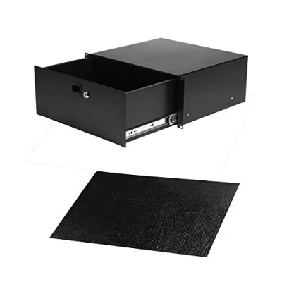Image de Infitronic INRS214 19 Tiroir en Acier pour Documents verrouillable avec Serrure à Extension complète Noir (4 U)