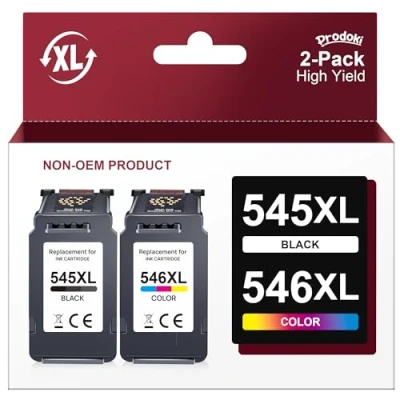 Image de Prodoki PG 545XL CL 546XL Cartouche d&#039;encre Remplacement pour 545 546 XL Pixma MX495 TS3150 TS3350 TS3151 TS3351 MG2550S MG2555S MG3050 MG2950 MG3051 MG2450 MG2500 TR4550 TR4551