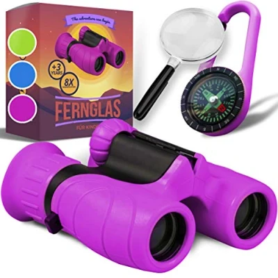 Image de Jumelles Enfant Cadeau de Noël Optimal pour garçons et Filles Fort grossissement 8X21, Complet Set incluant loupe &amp; Boussole Jouets 3 12 Ans Le Jouet Parfait