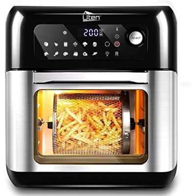 Image de Uten Friteuse Sans Huile 10L, à Air 12 en 1 Grande Capacité, 1500W XXL Fryer avec Affichage LED, Cuisson Une Touche, Plusieurs Accessoires, Recettes, Four Huile, BPA