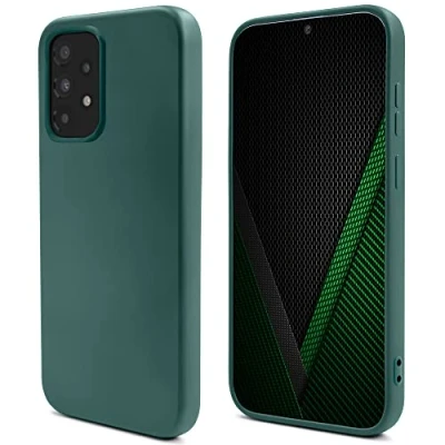 Image de Moozy Lifestyle. coque en silicone pour Samsung A53 5G, vert foncé légère liquide avec finition mate et doublure microfibre douce, de qualité supérieure Neuf