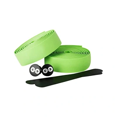 Image de URBAN ZWEIRAD Guidoline pour vélo résistante à la déchirure, bouchons d&#039;extrémité et Bandes adhésives incluses antidérapante facile poser 200 cm x 3 (élastique, vert)