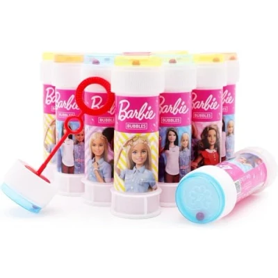 Image de Toyland® Lot de 12 bacs à Bulles Barbie avec Baguettes, Solution 60 ML et Couvercle Labyrinthe Fantaisie Jouets Poche fête