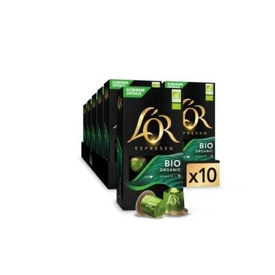 Image de L&#039;Or Espresso Café Bio 100 Capsules Intensité 9 compatibles Nespresso®* (lot de 10 x 10) (L&#039;emballage peut varier)