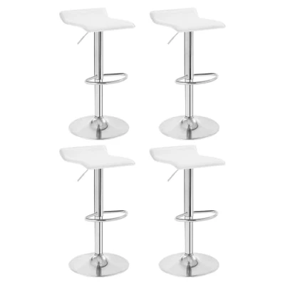 Image de WOLTU 4 X Tabourets de Bar réglable et Rotatif,Assise en Similicuir Structure Acier chromé,Blanc BH11ws