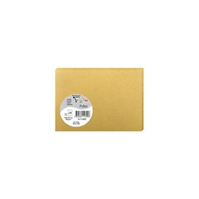 Image de Clairefontaine 111390C Paquet de 25 Cartes Simples Format C6 (11x15,5cm) 210g/m² Coloris Or Invitation Evènements et Correspondance Gamme Pollen Papier Premium Lisse