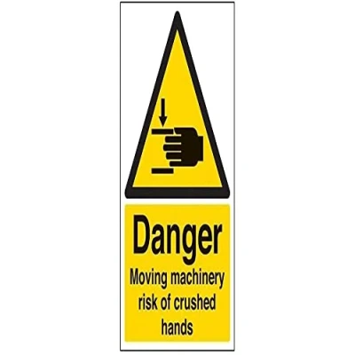 Image de vsafety 65018 au s &quot;Danger Moving Machine panneau d&#039;avertissement de Risque mains pilée&quot; Machine, autocollant, Portrait, 200 mm x 300 mm, noir/jaune