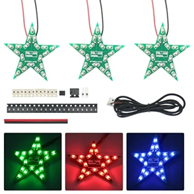 Image de Kit électronique de soudure à cinq points Étoile respiratoire Gradient bricolage DC 4 6 V Pour Noël Rouge vert bleu