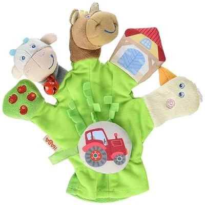 Image de HABA 304933 Farm Soft Finger Puppets with Motifs and Tractor for Weight Loss, Baby Toy from 18 Months, Vert