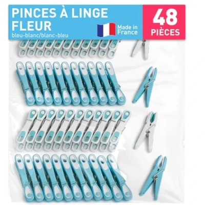 Image de Pince à Linge &#039;Fleur&#039; (48 pièces, Bleu 2 Blanc/Blanc 2) de culiclean