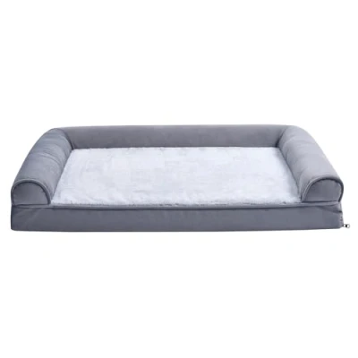 Image de Amazon Basics Canapé en Mousse pour Chien Animal de Compagnie avec Housse Amovible, Gris, 91 x 69 17 cm (L W H)