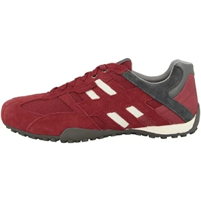 Image de Geox UOMO Snake Baskets basses, Homme, Taille: 41, Red/grey Cuir et textile
