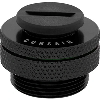 Image de Corsair Hydro X Series, XF Fillport (Filetages G1/4 BSPP Standards, Construction en Solide Laiton, Remplissage/Vidange Faciles, Bague de Blocage Filetée, Bouchon Inclus) Noir
