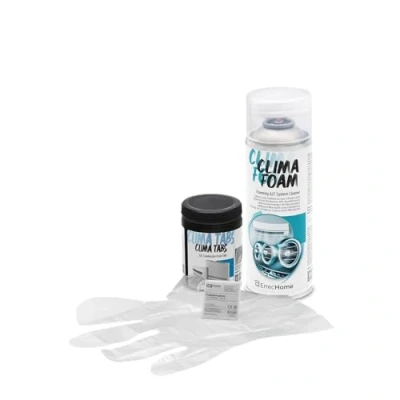 Image de ErrecHome Kit de nettoyage Climatisation, contient Clima Foam Nettoyant mousse pour climatiseur, Tabs 40 tablettes évacuation des condensats, gants