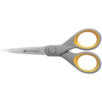 Image de Westcott E 30450 00 Ciseaux à silhouette Titane/Grip ultra doux 13 cm Gris/jaune (Import Allemagne)