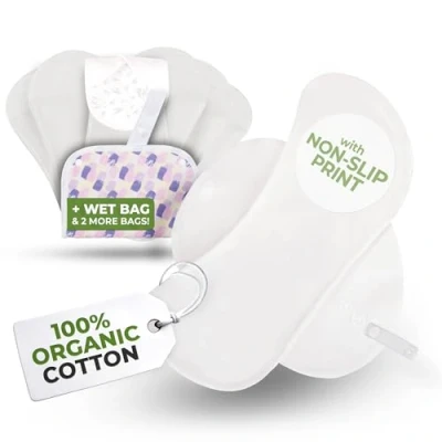 Image de Protege Slip Lavable Coton Bio avec Impression Non Glissante; Lot de 7 S Protège Reutilisable pour Pertes Blanches; Lavable; Quotidien sans Souci
