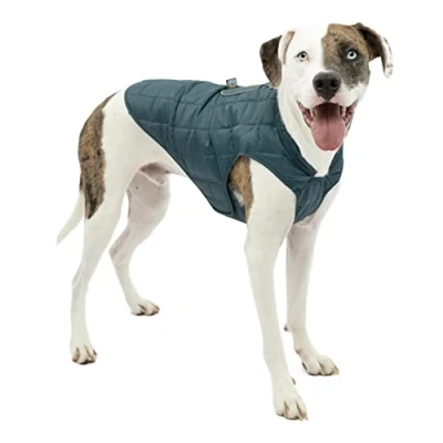 Image de Kurgo Veste pour Chien Loft, Combinable avec Un Harnais Chien, résistant à l&#039;eau et Bande réfléchissante, Idéal l&#039;hiver, Taille XS, Bleu Encre/Verre Marin