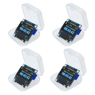 Image de GERUI Lot de 4 écrans LCD OLED 0,96 &quot;&quot;, 128 x 64 pixels, avec puce 1315, interface IIC, module d&#039;affichage I2C, compatible Arduino (jaune et bleu)