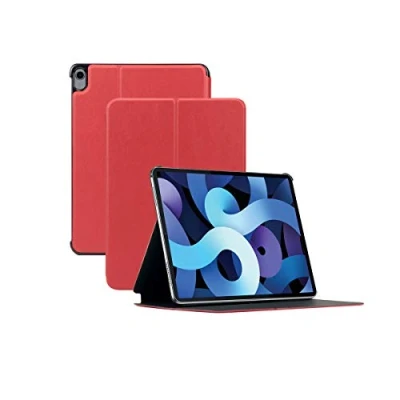 Image de MOBILIS Coque de Protection Folio iPad Air 5 10.9&quot; 2022/iPad 4 2020, Smart Cover Étui Antichoc, Fonction Support, Veille/Réveil Automatique, Aspect Cuir, Rouge