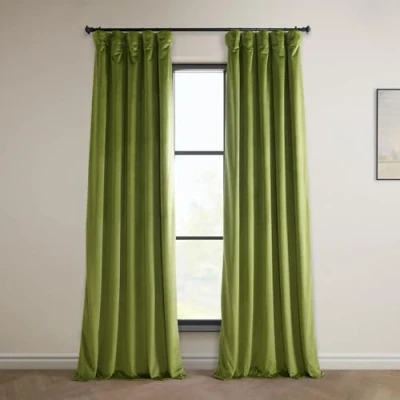Image de HPD Half Price Drapes Heritage VPYC 225629 96 Rideaux en Velours Pelucheux pour Chambre à Coucher et salon 127 x 243 cm, Jaune foncé, Vert