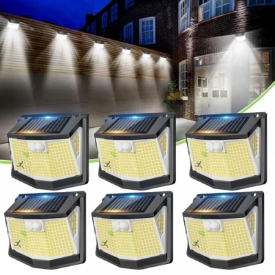 Image de CZHHMART lampe Solaire Exterieur Détecteur Mouvement: 248 LED Lumiere IP65 Etanche éclairage 270 Sécurité sans Fil Mural Applique pour Jardin Garage Lot de 6