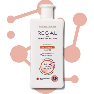 Image de REGAL Shampooing Antipelliculaire Renforçant pour Cheveux Secs Avec Caféine et Vitamine PP Sains, Soignés, Hydratés Brillants 200 ML