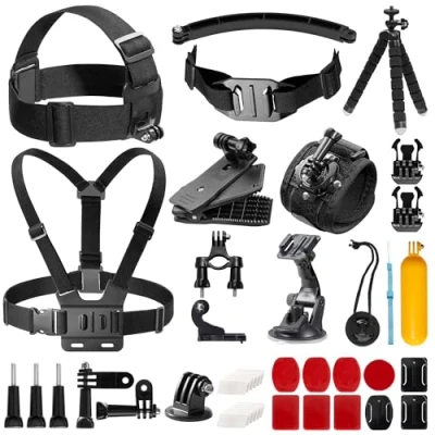 Image de AKASO Kit d&#039;Accessoires pour Caméra d&#039;action 42 en 1, Compatible avec GoPro Hero10/Hero9/Hero8/Hero7, Max, Insta360, DJI Osmo Action, Apexcam, SJCAM