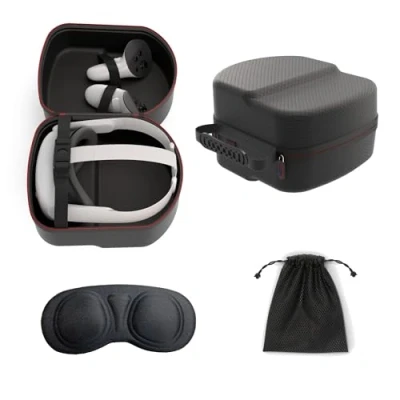 Image de Digicharge Étui de Transport Rigide Housse pour Meta Quest 3S / 3 2 avec Sangle Standard, Voyage Casque Oculus VR et Contrôleurs Finition Diamant