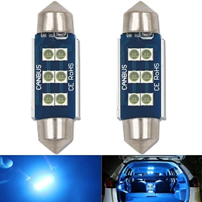 Image de HSUN Lot de 2 ampoules LED Festoon C5W 39 mm, 12 V 14 Canbus sans erreur avec puce 6 SMD3030 pour intérieur voiture, plafonnier, lecture, carte, coffre, etc. Bleu glacier