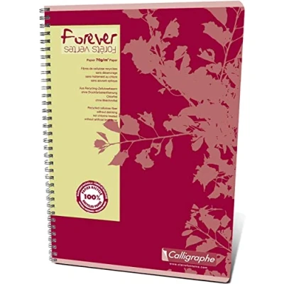 Image de Calligraphe 17407Cpack Lot de 10 Cahiers à Spirale Forever Rouges A4 21x29,7 cm 100 Pages Petits Carreaux Papier % Recyclé 70 g Couverture Carte Recyclée