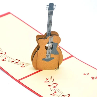 Image de Medigy Carte de vœux 3D pop up vierge pour la plupart des occasions (guitare) Red