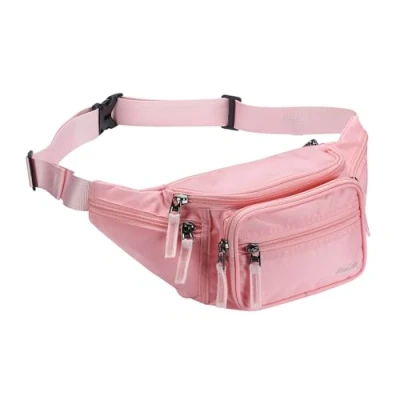 Image de ProCase Sac Banana/Sacoche de Ceinture Homme Femme, Fanny Pack Waist Léger Ville Sécurité pour Voyage, à Taille Randonnée Outdoor Sport Rose