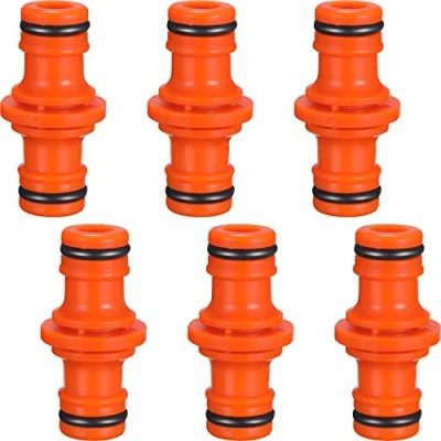 Image de Hotop 6 Pièces Double Connecteur de Tuyaux Mâles Raccords pour Rejoignez Le Tube Jardin (Orange)