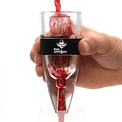 Image de Bar Amigos Premium Wine Aerator Aérateur de vin Facile à Nettoyer Comprend Un Support d&#039;affichage, pour Rouge et Blanc Boisson