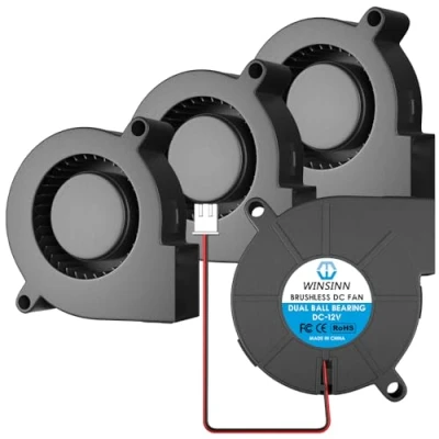 Image de WINSINN Ventilateur souffleur 5015 12 V pour imprimante 3D turbo à double roulement billes Refroidissement sans balais 50 mm x 15 2 broches (lot de 4)